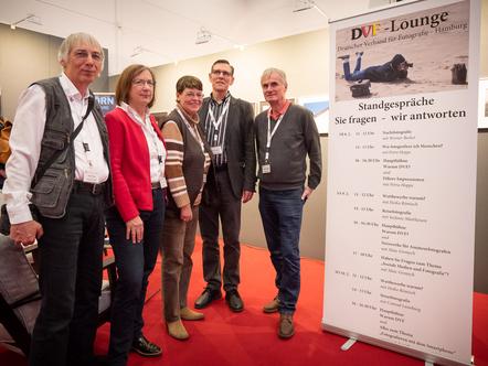 v.l. DVF-Standbesetzung mit Peter Plum, Ruth Denklau, Ursula Jürgens, Werner Becker und Wolfhard Müller